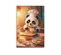 WIZIGM Animal Poster Baby Pandas Are Making Desserts in A Warm Atmosphere Poster Modern Wall Art Canvas Aesthetic Decoration Painting 20x30inch(50x75cm) Unframe-style