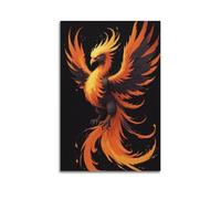 WIZIGM Animal Spreading Wings Against A Black Background Phoenix Poster Modern Wall Art Canvas Aesthetic Decoration Painting 08x12inch(20x30cm) Unframe-style