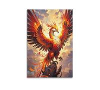 WIZIGM Animal Spreading Wings And Perching Among Clouds Phoenix Poster Modern Wall Art Canvas Aesthetic Decoration Painting 24x36inch(60x90cm) Unframe-style