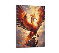 WIZIGM Animal Spreading Wings And Perching Among Clouds Phoenix Poster Modern Wall Art Canvas Aesthetic Decoration Painting 08x12inch(20x30cm) Frame-style