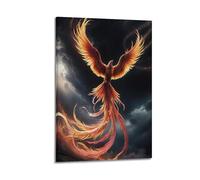 WIZIGM Animal Spreading Wings And Soaring Under The Starry Sky Phoenix Poster Modern Wall Art Canvas Aesthetic Decoration Painting 20x30inch(50x75cm) Frame-style