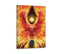 WIZIGM Animal Spreading Wings Surrounding Light And Guarding The Earth Phoenix Poster Modern Wall Art Canvas Aesthetic Decoration Painting 16x24inch(40x60cm) Frame-style