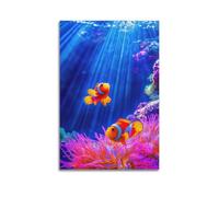 WIZIGM Animal Swimming Among Anemones Clownfish Poster Modern Wall Art Canvas Aesthetic Decoration Painting 16x24inch(40x60cm) Unframe-style