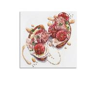 WIZIGM Breakfast Selection Tomato Ham Open Toast Poster Modern Wall Art Canvas Aesthetic Decoration Painting 20x20inch(50x50cm) Unframe-style