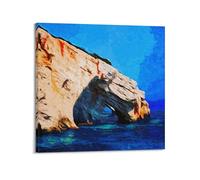 WIZIGM Landscape Poster Cubist Cliff Sea Arch Poster Modern Wall Art Canvas Aesthetic Decoration Painting 24x24inch(60x60cm) Frame-style