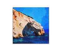 WIZIGM Landscape Poster Cubist Cliff Sea Arch Poster Modern Wall Art Canvas Aesthetic Decoration Painting 24x24inch(60x60cm) Unframe-style