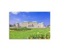 WIZIGM Landscape Poster Green - Roofed Palace Among Flowers Poster Modern Wall Art Canvas Aesthetic Decoration Painting 08x12inch(20x30cm) Unframe-style
