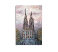 WIZIGM Landscape Poster Impressionist Cathedral Square Poster Modern Wall Art Canvas Aesthetic Decoration Painting 08x12inch(20x30cm) Unframe-style