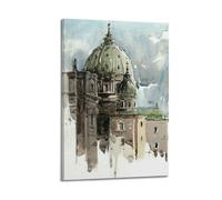 WIZIGM Landscape Poster Loose Watercolor Dome - Shaped Building Poster Modern Wall Art Canvas Aesthetic Decoration Painting 20x30inch(50x75cm) Frame-style