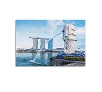 WIZIGM Landscape Poster Real - Shot Singapore Merlion Day Cityscape Poster Modern Wall Art Canvas Aesthetic Decoration Painting 24x36inch(60x90cm) Unframe-style