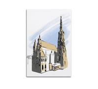 WIZIGM Landscape Poster Soft - Hued Cathedral Sketch Poster Modern Wall Art Canvas Aesthetic Decoration Painting 12x18inch(30x45cm) Unframe-style
