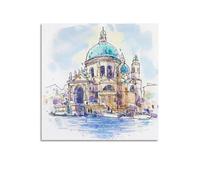 WIZIGM Landscape Poster Splashed Watercolor Dome - Shaped Church Poster Modern Wall Art Canvas Aesthetic Decoration Painting 24x24inch(60x60cm) Unframe-style