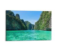 WIZIGM Landscape Poster Thai Island Green Bay in Real - Shot Poster Modern Wall Art Canvas Aesthetic Decoration Painting 24x36inch(60x90cm) Frame-style