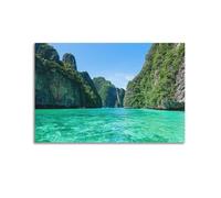 WIZIGM Landscape Poster Thai Island Green Bay in Real - Shot Poster Modern Wall Art Canvas Aesthetic Decoration Painting 08x12inch(20x30cm) Unframe-style