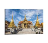 WIZIGM Landscape Poster Thai Magnificent Temple Architecture in Real - Shot Poster Modern Wall Art Canvas Aesthetic Decoration Painting 16x24inch(40x60cm) Frame-style