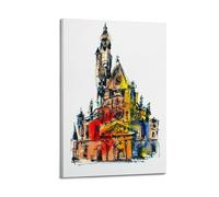 WIZIGM Landscape Poster Vibrant Watercolor Cathedral Poster Modern Wall Art Canvas Aesthetic Decoration Painting 20x30inch(50x75cm) Frame-style