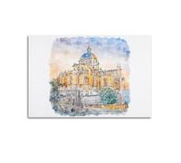 WIZIGM Landscape Poster Watercolor Dome - Shaped Historic Structure Poster Modern Wall Art Canvas Aesthetic Decoration Painting 08x12inch(20x30cm) Unframe-style