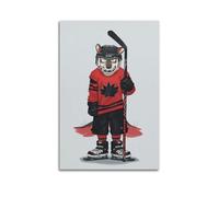 WIZIGM Sports Anthropomorphic Style Wolf Shaped Ice Hockey Player Holding Stick Picture Poster Modern Wall Art Canvas Aesthetic Decoration Painting 16x24inch(40x60cm) Unframe-style