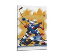 WIZIGM Sports Geometric Mosai Style Curling And Ice Hockey Fusion Picture Poster Modern Wall Art Canvas Aesthetic Decoration Painting 20x30inch(50x75cm) Frame-style
