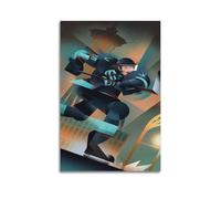 WIZIGM Sports Geometric Style Ice Hockey Player Skating Picture Poster Modern Wall Art Canvas Aesthetic Decoration Painting 08x12inch(20x30cm) Unframe-style