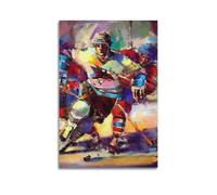WIZIGM Sports Impressionist Style Ice Hockey Player Attacking Picture Poster Modern Wall Art Canvas Aesthetic Decoration Painting 12x18inch(30x45cm) Unframe-style