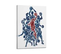 WIZIGM Sports Line Style Basketball Players Competing Picture Poster Modern Wall Art Canvas Aesthetic Decoration Painting 16x24inch(40x60cm) Frame-style