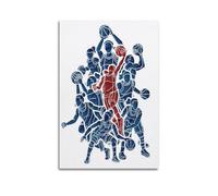 WIZIGM Sports Line Style Basketball Players Competing Picture Poster Modern Wall Art Canvas Aesthetic Decoration Painting 16x24inch(40x60cm) Unframe-style