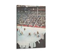 WIZIGM Sports Nostalgic Photography Style Ice Hockey Game Scene Picture Poster Modern Wall Art Canvas Aesthetic Decoration Painting 16x24inch(40x60cm) Frame-style
