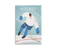 WIZIGM Sports Simple Illustration Style Ice Hockey Player Controlling Puck Picture Poster Modern Wall Art Canvas Aesthetic Decoration Painting 20x30inch(50x75cm) Unframe-style