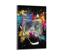 WIZIGM Sports Street Graffiti Style Ice Hockey Goal And Stick Picture Poster Modern Wall Art Canvas Aesthetic Decoration Painting 20x30inch(50x75cm) Frame-style