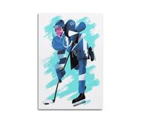 WIZIGM Sports Three Dimensional Illustration Style Ice Hockey Player Skating Picture Poster Modern Wall Art Canvas Aesthetic Decoration Painting 12x18inch(30x45cm) Unframe-style