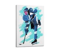 WIZIGM Sports Three Dimensional Illustration Style Ice Hockey Player Skating Picture Poster Modern Wall Art Canvas Aesthetic Decoration Painting 16x24inch(40x60cm) Frame-style