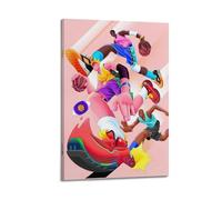 WIZIGM Sports Trendy Illustration Style Players Competing Picture Poster Modern Wall Art Canvas Aesthetic Decoration Painting 12x18inch(30x45cm) Frame-style