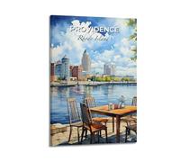 WIZIGM Travel Poster Providence Rhode Island, Waterfront Dining.jpg Poster Modern Wall Art Canvas Aesthetic Decoration Painting 08x12inch(20x30cm) Frame-style