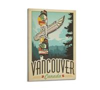 WIZIGM Travel Poster Vancouver Canada, Cultural Heritage with Totem Pole And Urban Backdrop.jpg Poster Modern Wall Art Canvas Aesthetic Decoration Painting 08x12inch(20x30cm) Frame-style