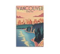 WIZIGM Travel Poster Vancouver Stanley Park Canada, Pastel-Hued Cityscape with Lake And Forest.jpg Poster Modern Wall Art Canvas Aesthetic Decoration Painting 24x36inch(60x90cm) Unframe-style