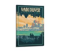 WIZIGM Travel Poster Vancouver Stanley Park Canada, Romantic Sunset with City Skyline.jpg Poster Modern Wall Art Canvas Aesthetic Decoration Painting 16x24inch(40x60cm) Frame-style