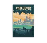 WIZIGM Travel Poster Vancouver Stanley Park Canada, Romantic Sunset with City Skyline.jpg Poster Modern Wall Art Canvas Aesthetic Decoration Painting 24x36inch(60x90cm) Unframe-style