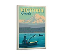 WIZIGM Travel Poster Victoria Canada, Mountain Backdrop.jpg Poster Modern Wall Art Canvas Aesthetic Decoration Painting 12x18inch(30x45cm) Frame-style