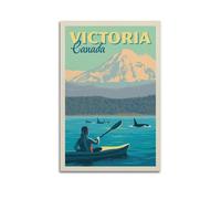 WIZIGM Travel Poster Victoria Canada, Mountain Backdrop.jpg Poster Modern Wall Art Canvas Aesthetic Decoration Painting 12x18inch(30x45cm) Unframe-style