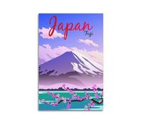 WIZIGM Vintage Travel Japan, Mount Fuji And Cherry Blossoms.jpg Poster Modern Wall Art Canvas Aesthetic Decoration Painting 20x30inch(50x75cm) Unframe-style