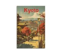 WIZIGM Vintage Travel Kyoto Japan, Ancient Street Pagoda & Autumn Scenery.jpg Poster Modern Wall Art Canvas Aesthetic Decoration Painting 24x36inch(60x90cm) Unframe-style