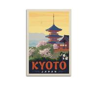 WIZIGM Vintage Travel Kyoto Japan, Pagoda And Cherry Blossoms.jpg Poster Modern Wall Art Canvas Aesthetic Decoration Painting 20x30inch(50x75cm) Unframe-style