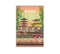 WIZIGM Vintage Travel Kyoto Japan, Pagodas And Bamboo.jpg Poster Modern Wall Art Canvas Aesthetic Decoration Painting 16x24inch(40x60cm) Unframe-style