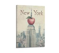 WIZIGM Vintage Travel New York, Big Apple on Empire State Building.jpg Poster Modern Wall Art Canvas Aesthetic Decoration Painting 16x24inch(40x60cm) Frame-style