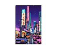 WIZIGM Vintage Travel Tokyo Japan, Neon Street at Night.jpg Poster Modern Wall Art Canvas Aesthetic Decoration Painting 16x24inch(40x60cm) Unframe-style