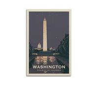 WIZIGM Vintage Travel Washington District of Columbia, Night Sky Monuments.jpg Poster Modern Wall Art Canvas Aesthetic Decoration Painting 16x24inch(40x60cm) Unframe-style