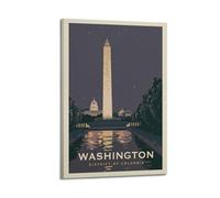 WIZIGM Vintage Travel Washington District of Columbia, Night Sky Monuments.jpg Poster Modern Wall Art Canvas Aesthetic Decoration Painting 24x36inch(60x90cm) Frame-style