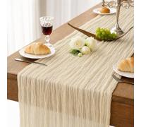 Wizland Beige Cheesecloth Dining Table Runner,90*300cm Pastel Boho Gauze | Rustic Table Decorations for Wedding, Home Party, Baby Shower, Christmas & Easter