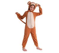 Wizland Kids Monkey Onesie Costume Set,Monkey Jumpsuit with Tail,One Piece Animal Costume Outfit for Unisex Boys and Girls 4-6